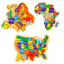 Kit Quebra-cabeça Mapas EUA ÁFRICA EUROPA