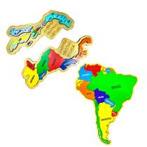 Kit Quebra-cabeça Mapas Ístmico Insular América Do Sul