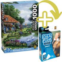 Kit Quebra Cabeça Recanto Dos Cisnes 1000P + Cola Fosca Grow