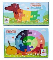 kit Quebra-Cabeças Infantil Brinquedo De Madeira Montessori Letras Números
