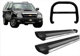 Kit Quebra Mato Barra Estribo Personaliz Preto Para Blazer