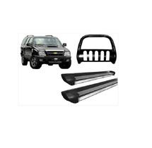 Kit Quebra Mato C/ Chapa, Estribo Persona Preto Para Blazer