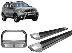 Kit Quebra Mato C/Chapa Estribo Personalizado Prata Duster