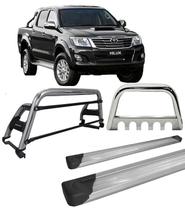 Kit Quebra Mato CH Estribo Santo Antônio H2 Hilux 05/15 Cromado
