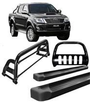 Kit Quebra Mato CH Estribo Santo Antônio H2 Hilux 05/15 Preto