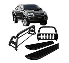 Kit Quebra Mato CH Estribo Santo Antônio H2 Hilux 05/15 Preto