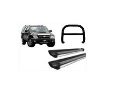 Kit Quebra Mato Com Barra Estribo Personaliz Blazer Preto