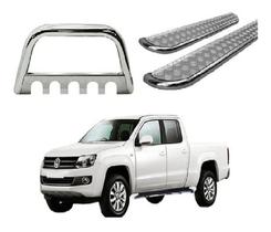 Kit Quebra Mato E Estribo Chapa Amarok Cd Cromado