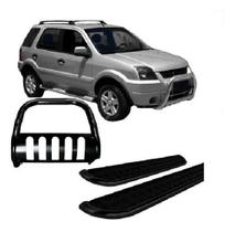 Kit Quebra Mato E Estribo Chapa Ecosport 2004 A 2007 Preto