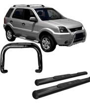 Kit Quebra Mato E Estribo Oblongo Ecosport Até 2007 Preto
