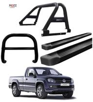 Kit Quebra Mato Estribo Alumínio Santo Antônio Duplo/Amarok CS Preto