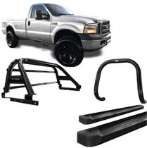 Kit Quebra Mato Estribo Alumínio Santo Antônio F250 C Simples Preto Kit Quebra Mato Estribo Alumínio Santo Antônio F250 C Simples Preto