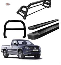 Kit Quebra Mato Estribo Alumínio Santo Antônio H2/Amarok CS Preto