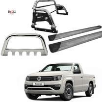 Kit Quebra Mato Estribo Alumínio Santo Antônio H3/Amarok CS Cromado