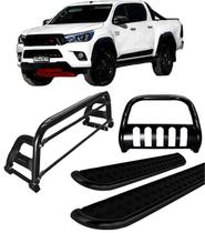 Kit Quebra Mato Estribo CH Santo Antônio H2 Hilux 16/20 Preto