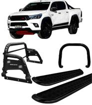 Kit Quebra Mato Estribo CH Santo Antônio H3 Hilux 16/20 Preto