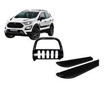 Kit Quebra Mato Estribo Chapa Aço EcoSport 13/2020 Preto