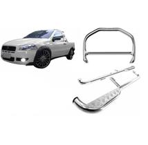 Kit Quebra Mato Estribo Chapa Cromado Strada até 2013