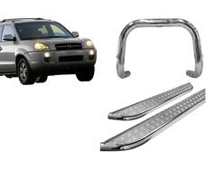 Kit Quebra Mato Estribo Chapa Cromado Tucson até 2016