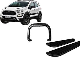 Kit Quebra Mato Estribo Chapa De Aço EcoSport 13/2020 Preto