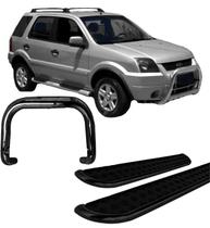 Kit Quebra Mato Estribo Chapa EcoSport 04 a 2007 Preto