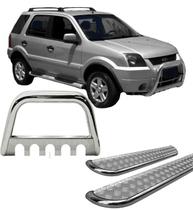 Kit Quebra Mato Estribo Chapa EcoSport 2004 a 2007 Cromado