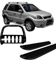 Kit Quebra Mato Estribo Chapa EcoSport 2004 a 2007 Preto - HOZZ