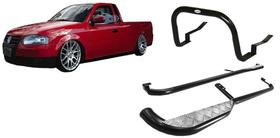 Kit Quebra Mato Estribo Chapa Preto Saveiro 1998 até 2009 Kit Quebra Mato Estribo Chapa Preto Saveiro 1998 até 2009