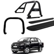 Kit Quebra Mato Estribo Chapa Santo Antônio Duplo/Amarok CD Preto