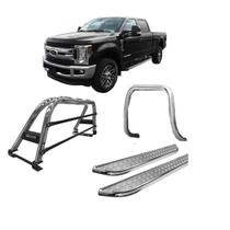 Kit Quebra Mato Estribo Chapa Santo Antônio F250 C Duplo Cromado