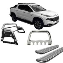 Kit Quebra Mato Estribo Chapa Santo Antônio Fiat Toro Cromado - HOZZ