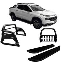 Kit Quebra Mato Estribo Chapa Santo Antônio Fiat Toro Preto