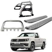 Kit Quebra Mato Estribo Chapa Santo Antônio H2/Amarok CS Cromado