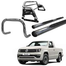 Kit Quebra Mato Estribo Chapa Santo Antônio H3/Amarok CS Cromado