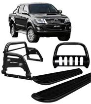 Kit Quebra Mato Estribo Chapa Santo Antônio H3 Hilux Preto