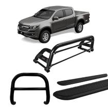 Kit Quebra Mato Estribo Chapa Santo Antônio S10 12/20 Preto CD