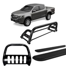 Kit Quebra Mato Estribo Chapa Santo Antônio S10 12/20 Preto