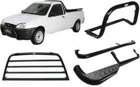 Kit Quebra Mato Estribo Grade Vigia Courier Preto