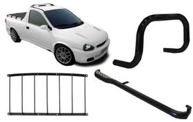 Kit Quebra Mato Estribo Grade Vigia Pick-Up Corsa Preto