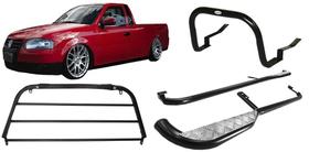 Kit Quebra Mato Estribo Grade Vigia Saveiro 98/2009 Preto