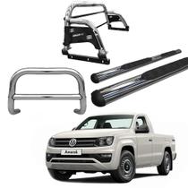 Kit Quebra Mato Estribo Oblongo Santo Antônio H3/Amarok CS Cromado