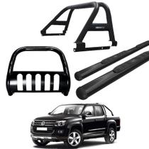 Kit Quebra Mato Estribo Oval Santo Antônio Amarok CD Preto