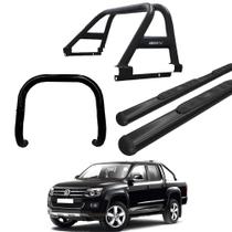 Kit Quebra Mato Estribo Oval Santo Antônio Duplo/Amarok CD Preto