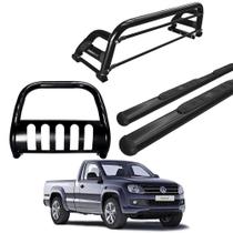 Kit Quebra Mato Estribo Oval Santo Antônio Duplo/Amarok CS Preto