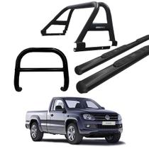 Kit Quebra Mato Estribo Oval Santo Antônio Duplo/Amarok CS Preto