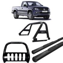 Kit Quebra Mato Estribo Oval Santo Antônio Duplo/Amarok CS Preto