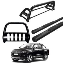 Kit Quebra Mato Estribo Oval Santo Antônio H2/Amarok CD Preto