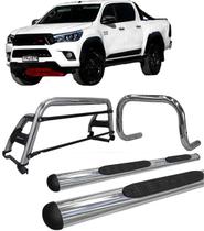 Kit Quebra Mato Estribo Oval Santo Antônio H2 Hilux 16/20 Cromado Kit Quebra Mato Estribo Oval Santo Antônio H2 Hilux 16/20 Cromado