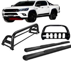 Kit Quebra Mato Estribo Oval Santo Antônio H2 Hilux 16/20 Preto Kit Quebra Mato Estribo Oval Santo Antônio H2 Hilux 16/20 Preto