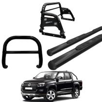 Kit Quebra Mato Estribo Oval Santo Antônio H3 Amarok CD Preto